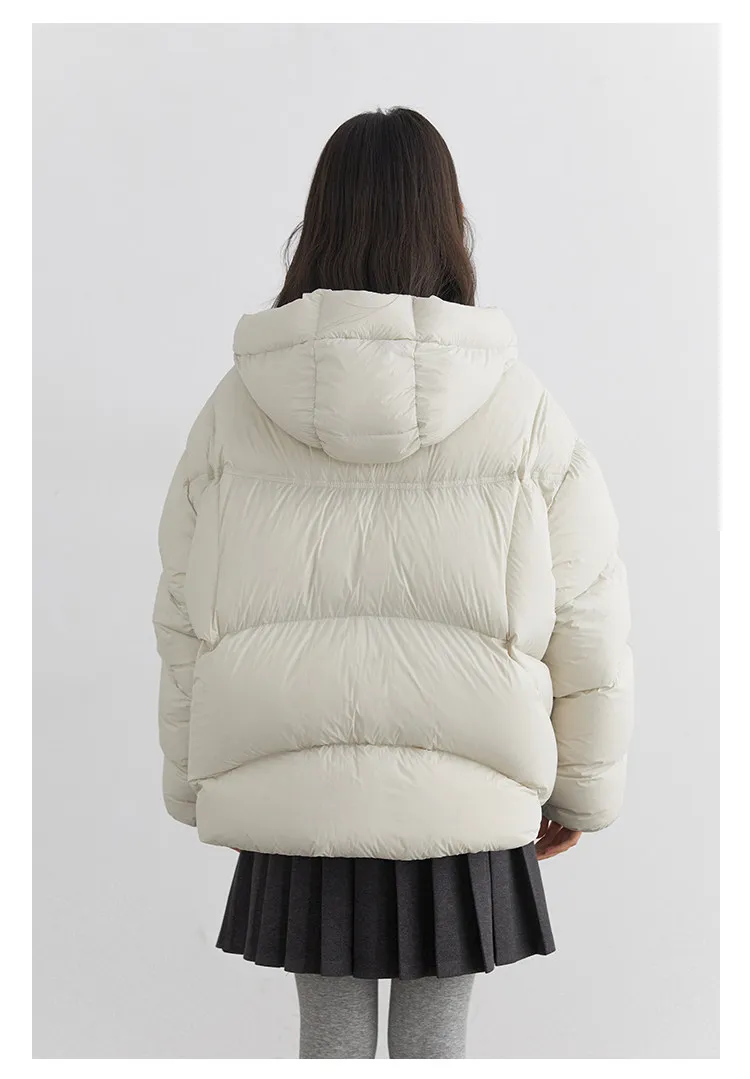 CHIC VEN Fashion Women Down Coats Solid Short Loose Casual Hooded Female Down Jacket 90 White Duck Down Autumn Winter 2025