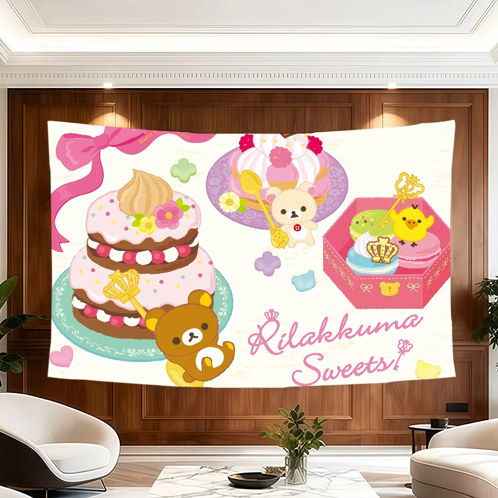 Cute Cartoon R-Rilakkuma-S flag Room Decoration Wall Tapestry Hanging Aesthetic Bedrooms Advertising Banner