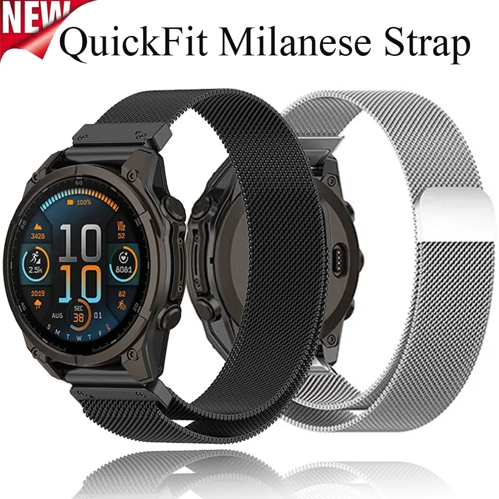 26mm 22mm 20mm QuickFit Milanese Armband für Garmin Fenix 8 E 7X Pro 6X Offizielles Magnetarmband für Garmin Tactix 8/Quatix 8/970/965/955