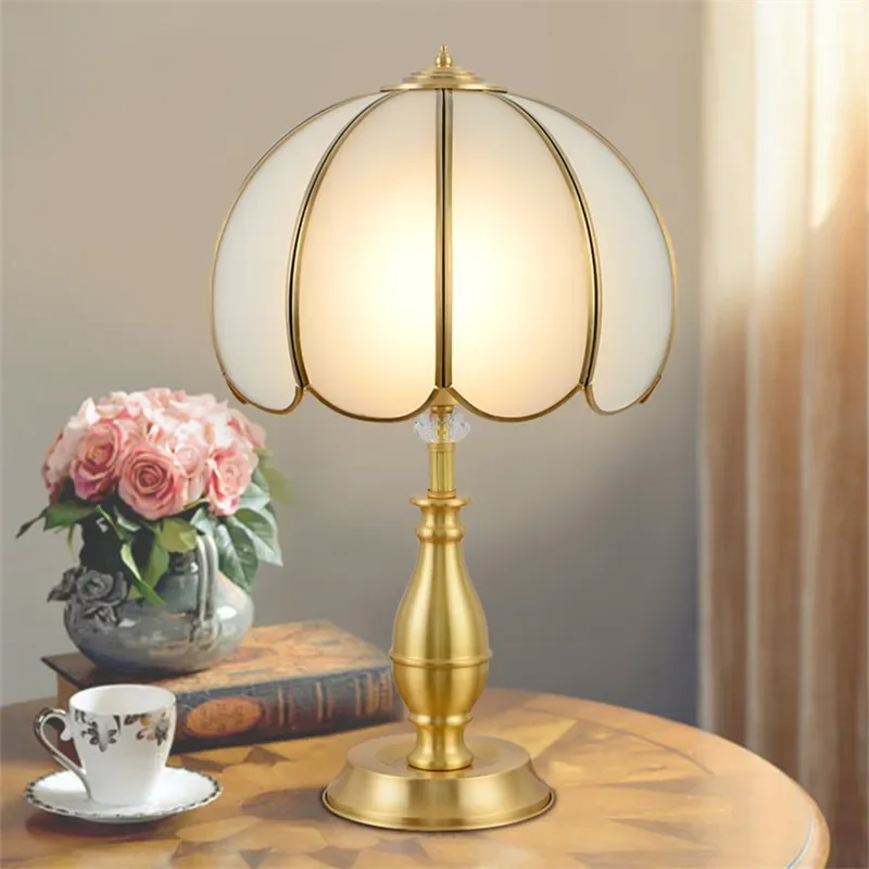 COLIN Contemporary Copper Table Lamp Golden LED Brass Desk Light Creative Decor For Home Bedroom