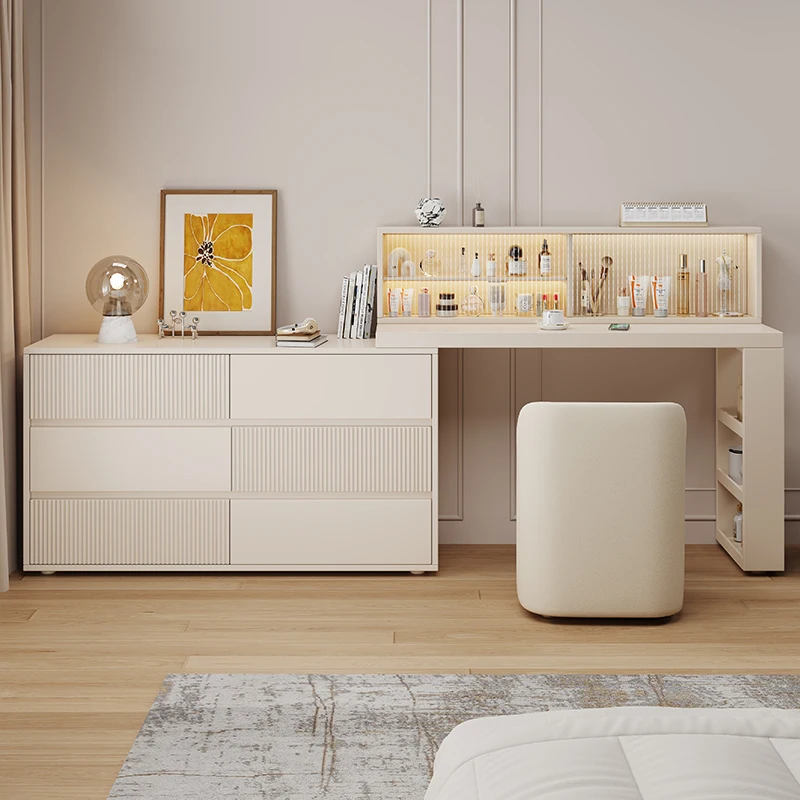 

Girl Space Storage Vanity Desk Light Big Luxury Cute Dressers Vanity Desk Bedroom White Lounges Coiffeuse Furniture For Home