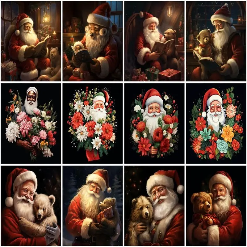 CHENISTORY Painting By Number Santa Claus  For Adults DIY Picture By Numbers Figure Acrylic On Canvas Home Decoration