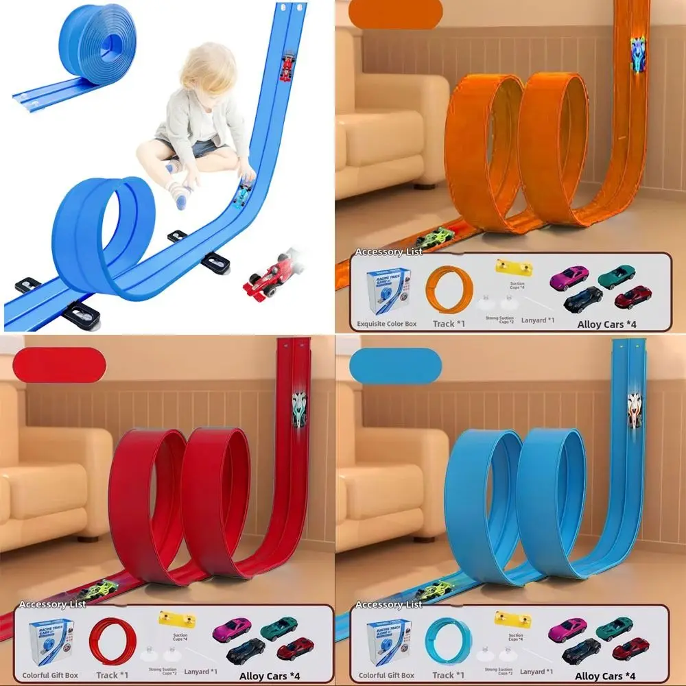 Сборка Гибкая гоночная трасса Игрушка Гибкая портативная гоночная трасса Игрушечный автомобиль синего цвета с присосками Сборка Гибкая гоночная трасса Игрушка Гибкая портативная гоночная трасса Игрушечный автомобиль синего цвета с присосками