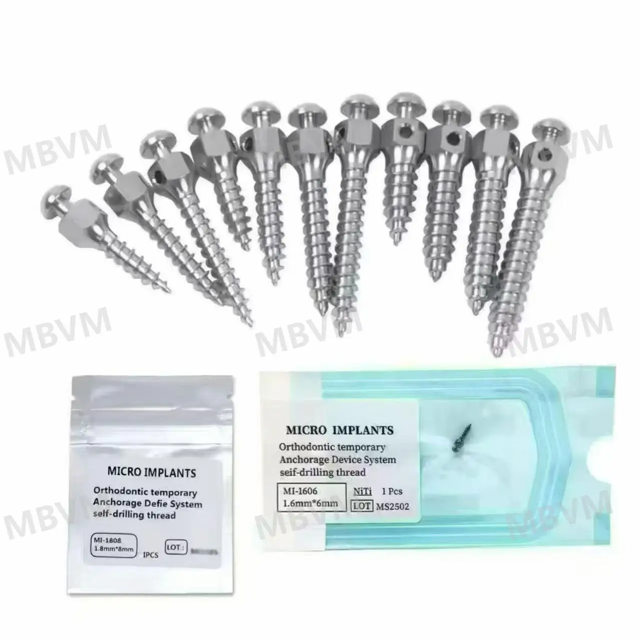 

10 шт. медицинских титановых самосверлящих ортодонтических TAD-имплантатов, мини-винты для костной фиксации, различные размеры, напрямую от производителя