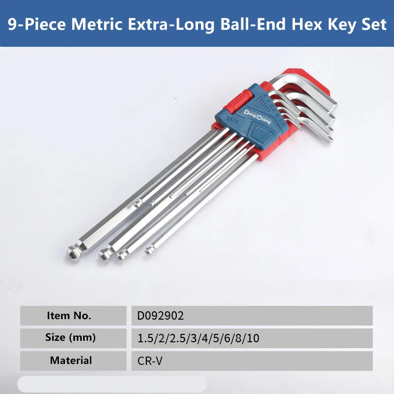 9-delige metrische inbussleutelset met platte, bolle en Torx punt, van chroomvanadiumstaal, voor fiets- en meubelreparatie, precisie handgereedschap
