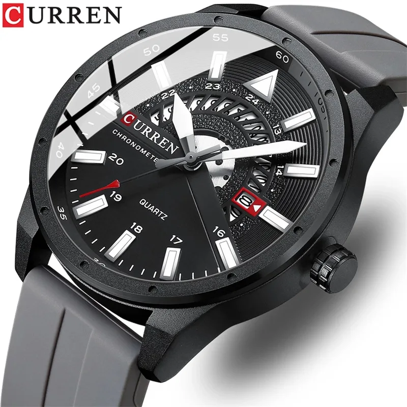 CURREN 8421 Luxury Sport Men Watch Top Brand Classic Business Waterproof Calendar Male Clock Blue Rubber Quartz Man Wristwatch