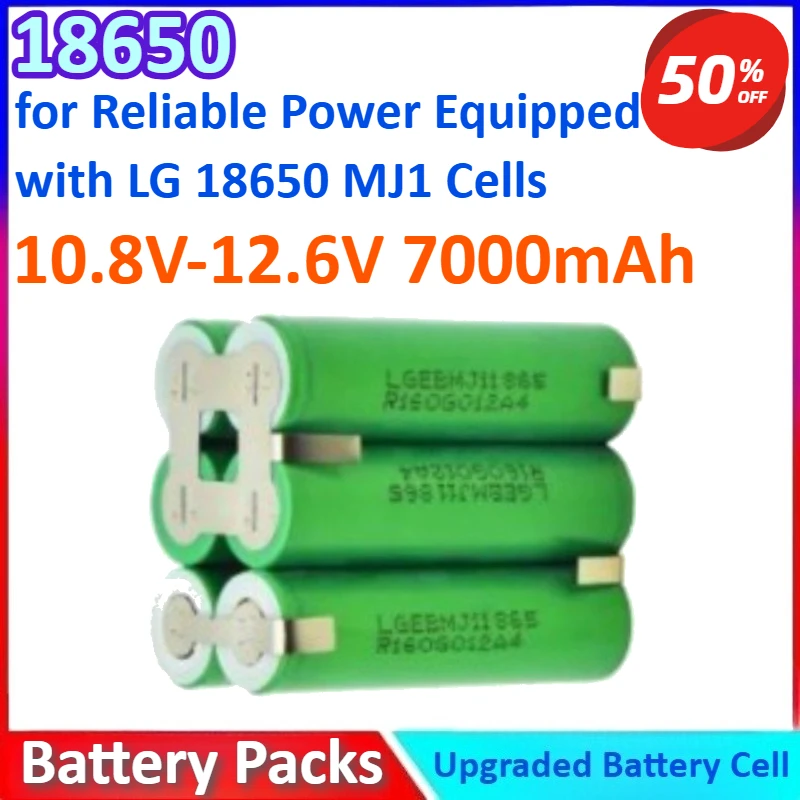 

18650 10.8V-12.6V 7000mAh General-purpose Screwdriver Welding Battery for Reliable Power Equipped with LG 18650 MJ1 Cells