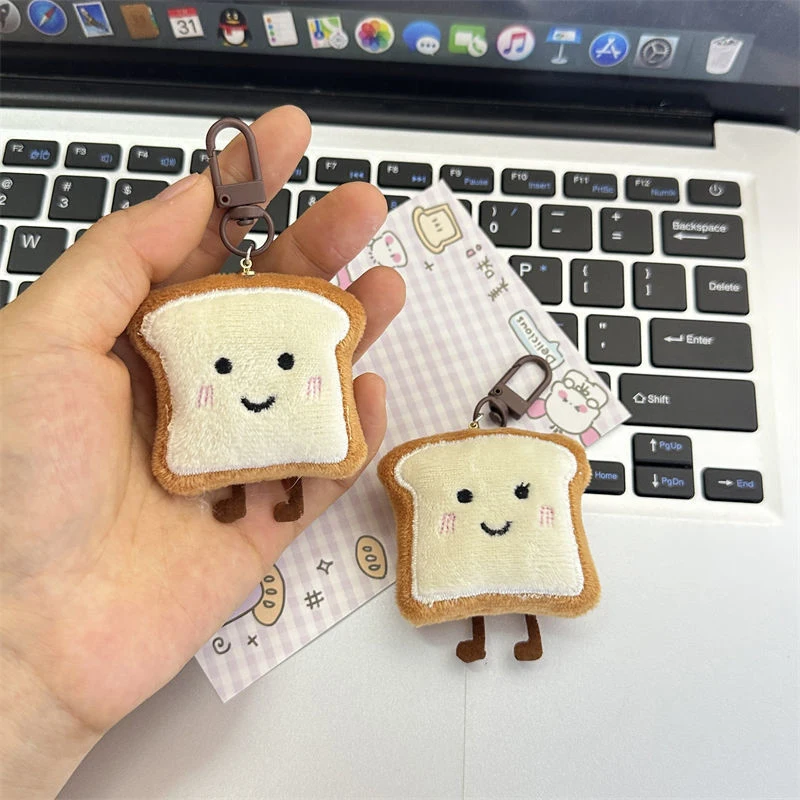 [MOA]1pc Toast Bread Pendant Cute Cartoon Plush Small Figure Bag Decoration Kawaii Creative Expression Nice Present 9cm[MOA]