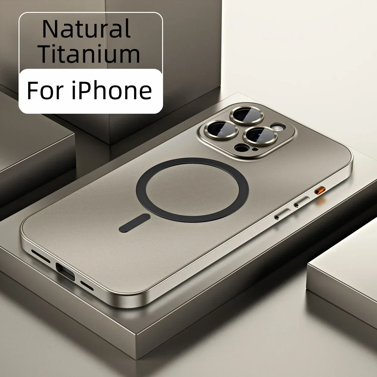 NONE Magnetische Hülle mit Aluminium-Metallrahmen für iPhone 17, Air 16, 15, 14, 13, 12, Pro Max Plus, Magsafe Wireless Charge PC-Rückwand, harte Abdeckung 5