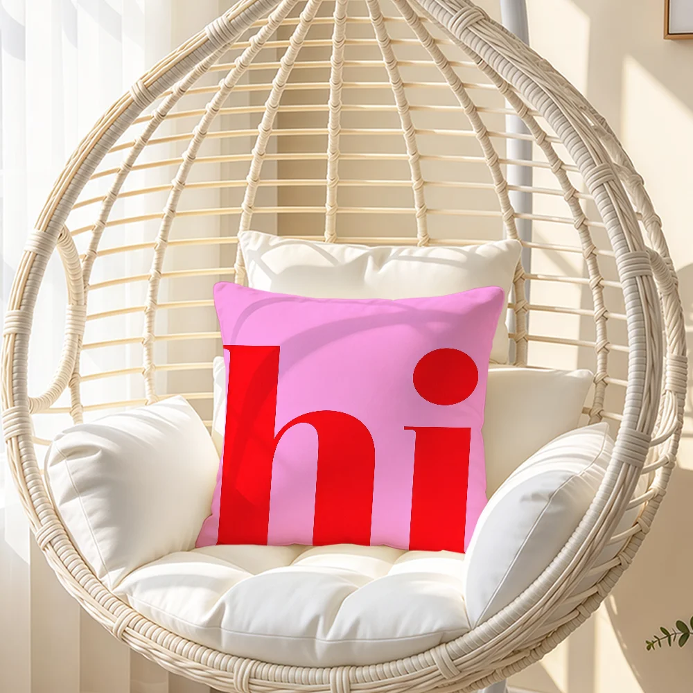 Pink Red Hello Word Art Color Cushion Cover Soft Pillowcase Double Sided Sofa Home Living Room Decor Bed Club Hogar Gift