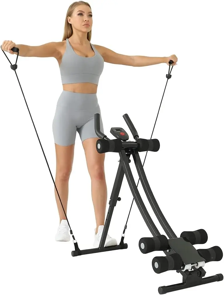 Macchina Ab ad altezza regolabile per palestra domestica, attrezzatura per allenamento centrale con contatore digitale e design pieghevole