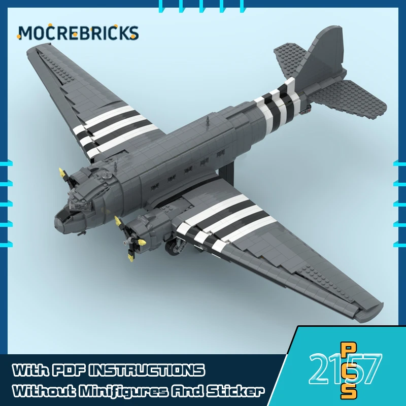 

C-47 Dakota MOC собрать строительные блоки модель самолета военная модель технология кирпичи самолет игрушки детские подарки на день рождения