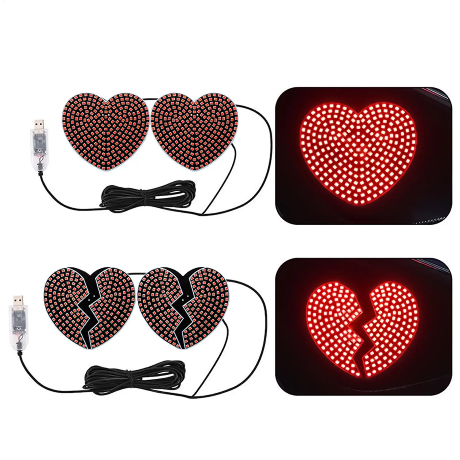 

Car Window Light Up Sign Love Heart Shape Automotive Vehicle Decor Car Interior Atmosphere Lights For SUV RV Sedan Truck Minivan