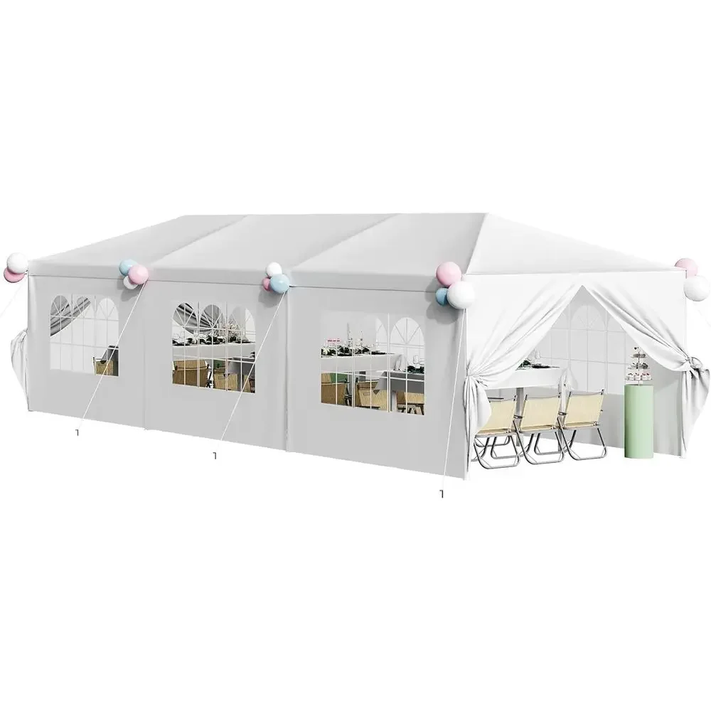 10x30ft Waterproof Wedding Tent with Removable Sidewalls for Outdoor Events (White)