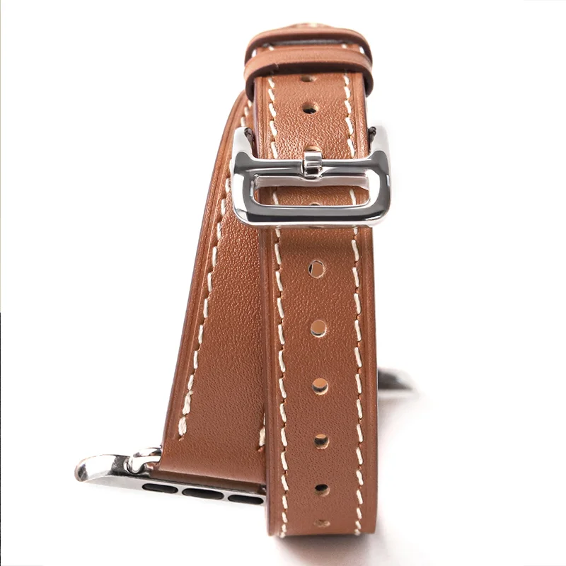 Band for Apple Watch S11 46mm 49mm 45mm 42 44mm 41mm 40mm Double Tour Leather Strap Iwatch Series 10 9 8 7 6 Se Ultra 3 Correa