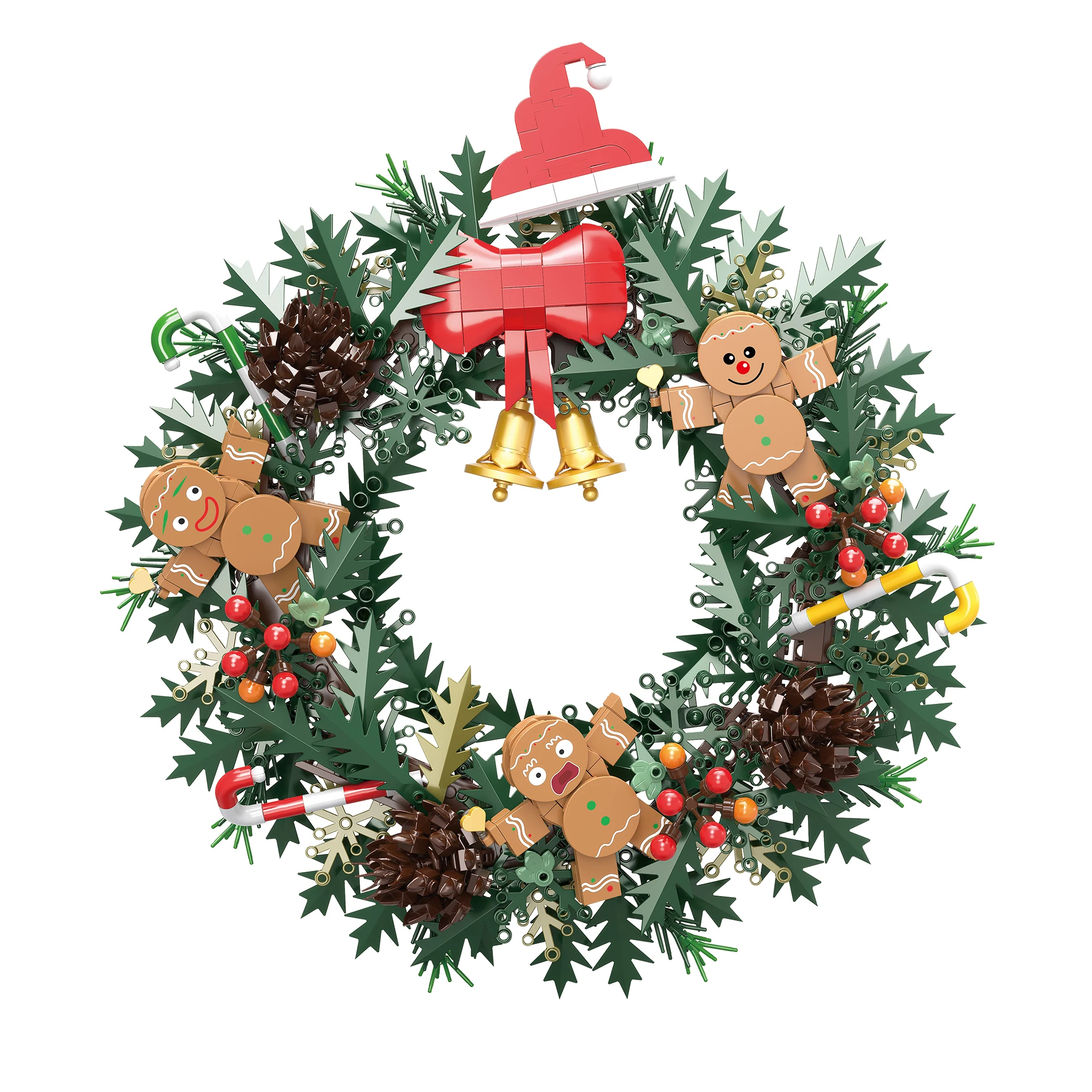 1159pcs Christmas Gingerbread Man Wreath Building Blocks Merry Christmas Decoration Bricks Toys for Kids Adults Christmas Gifts