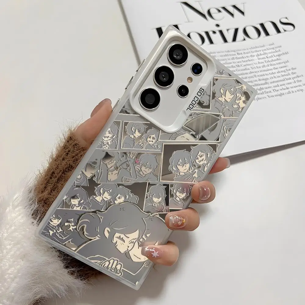 حافظة لهاتف سامسونج جالاكسي S25 Edge S24 S23 S22 S21 S20 Ultra Funda غطاء فضي من السيليكون