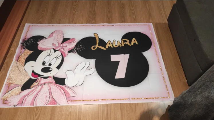 Custom Background Party Backdrops Pink Disney Minnie Mouse Birthday Decorations Children\'s Decoration Photozone Wall Backdrops