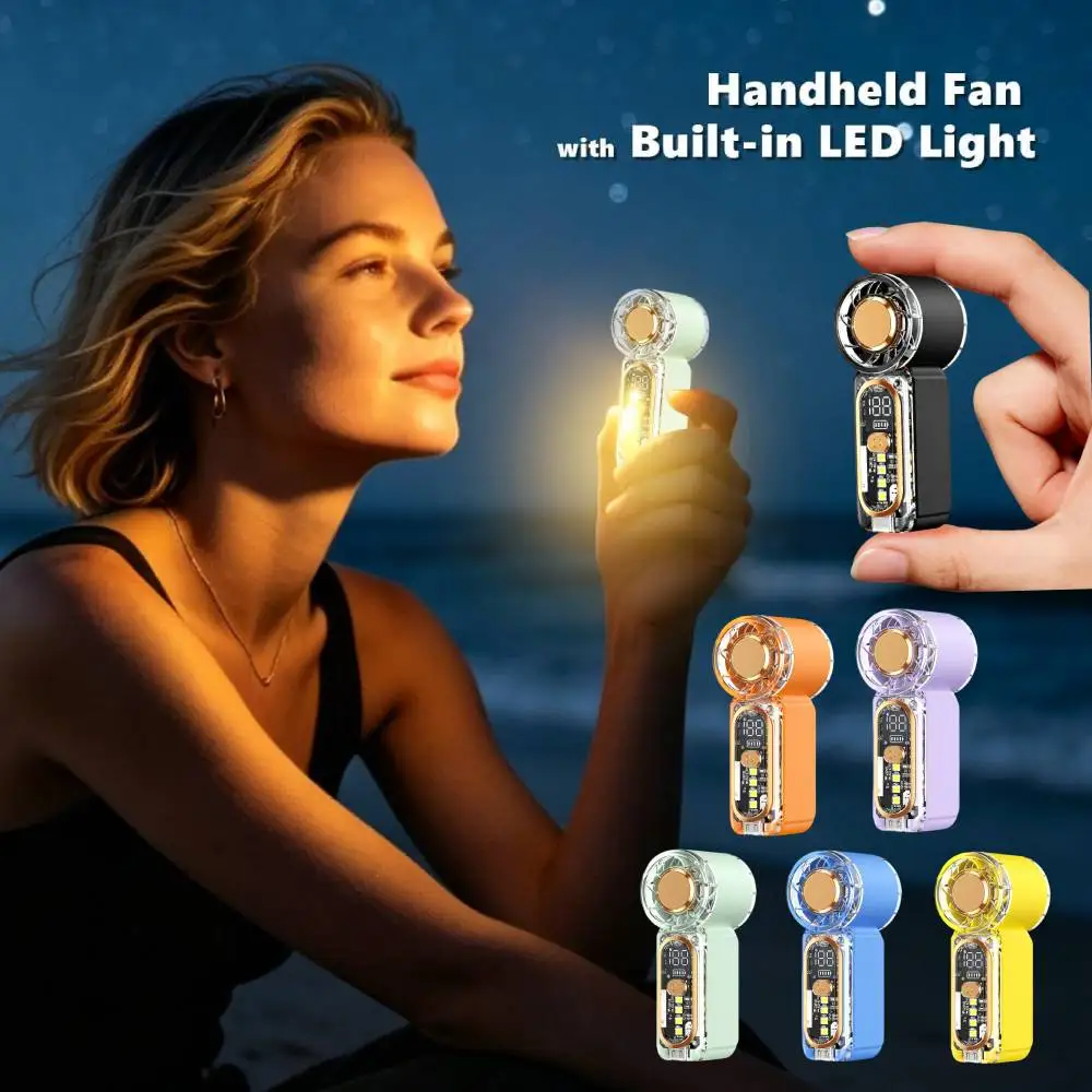 Personal High-speed Turbine Mini Handheld Fan Type-C Rechangable Mini Personal Pocket Fans SOS Flashing Light Ultra-Quiet Fan