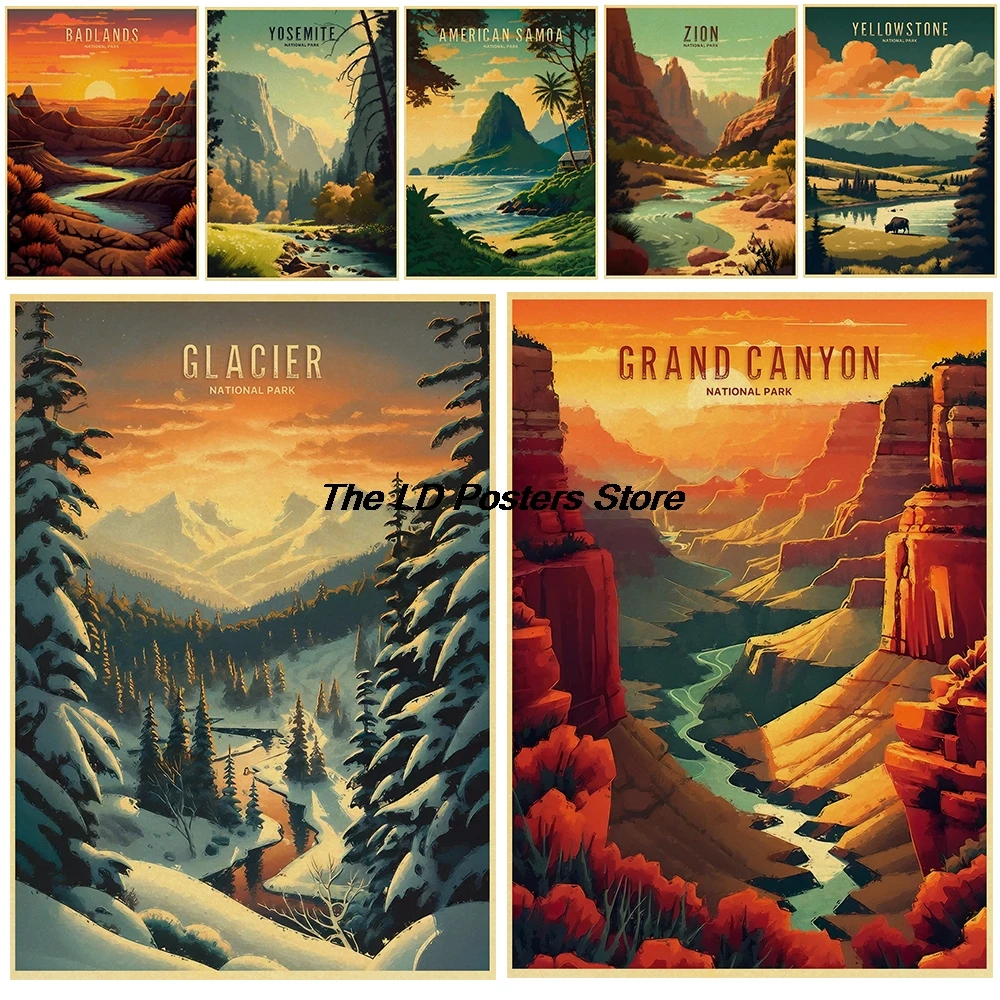 

Classic Park Painting Kraft Paper Posters Nostalgia Skateboard Landscape Home Room Living Aesthetic Coffee Decor Poster