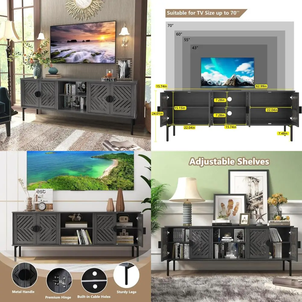 contemporary tv stand for living room: long entertainment center with storage, suitable for 55-70 inch tvs, ideal for bedroom tv