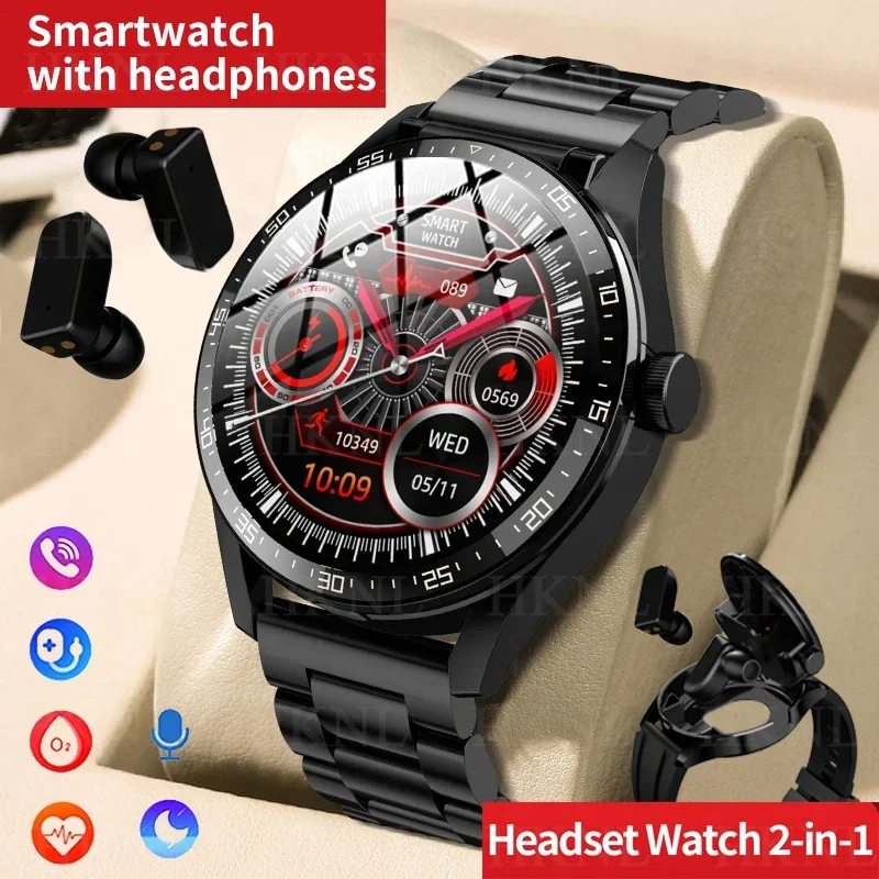 2-in-1 smartwatch heren oordopjes smartwatch TWS Bluetooth oortelefoon hartslag bloeddruk sporthorloge fitnesshorloges dames