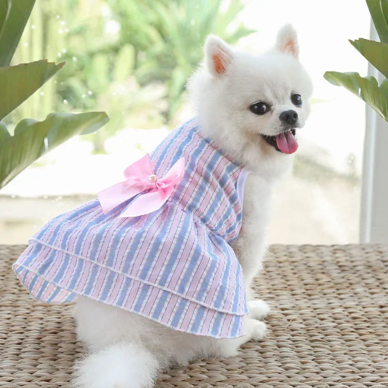 1pc Small Medium Dog Summer Cute Princess Dog Cat Dress Striped Suspender Mesh Skirt Cake Dress Full Dress Pet Supplies Clothing