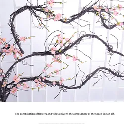3m Hanging Rattan Artificial Fake Plants Tree Twigs Liana Wall Trunk Cherry Branches Flexible Vines Garden Wedding Decoration