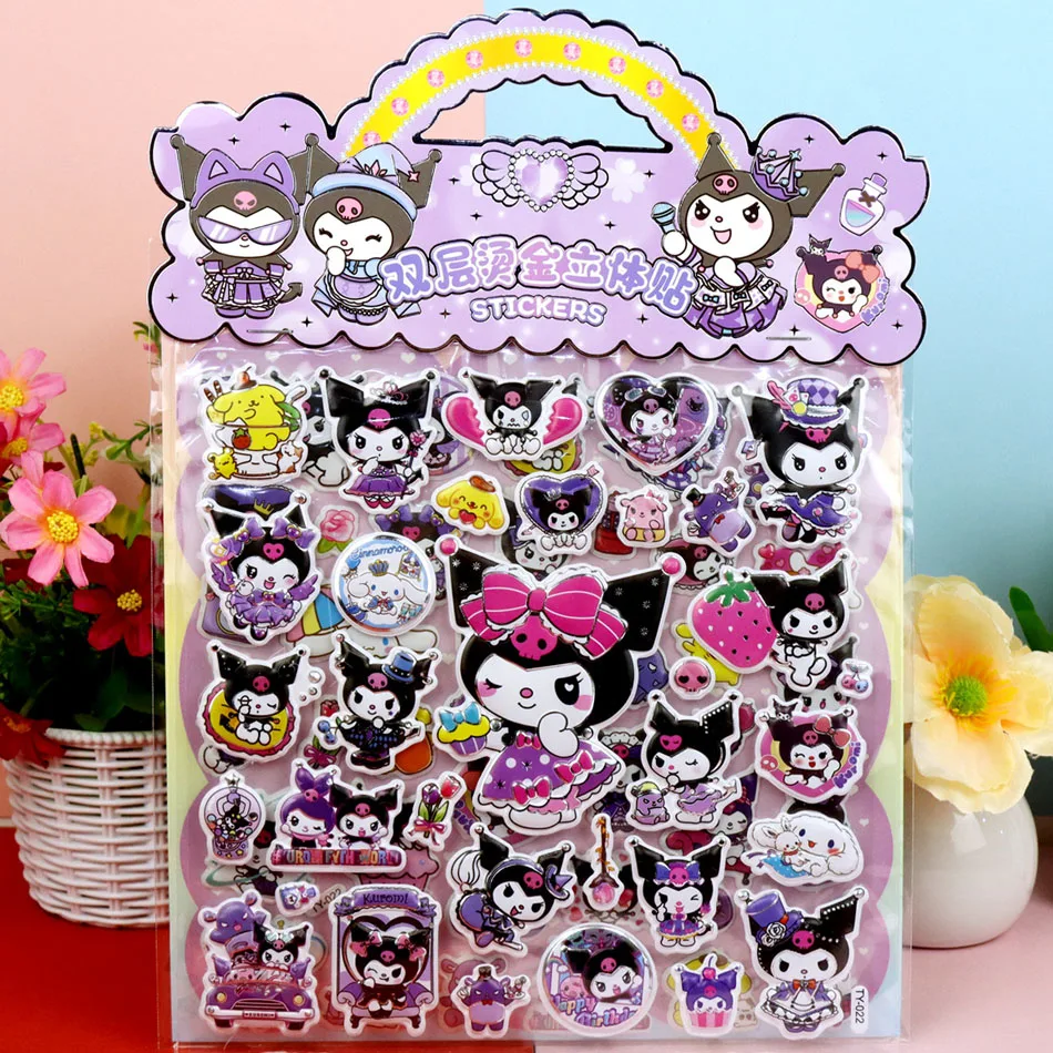 만화 더블 레이어 3D 버블 스티커 귀여운 멜로디 쿠로미 입체 스티커 귀여운 재미있는 어린이 DIY 상품 장난감 선물