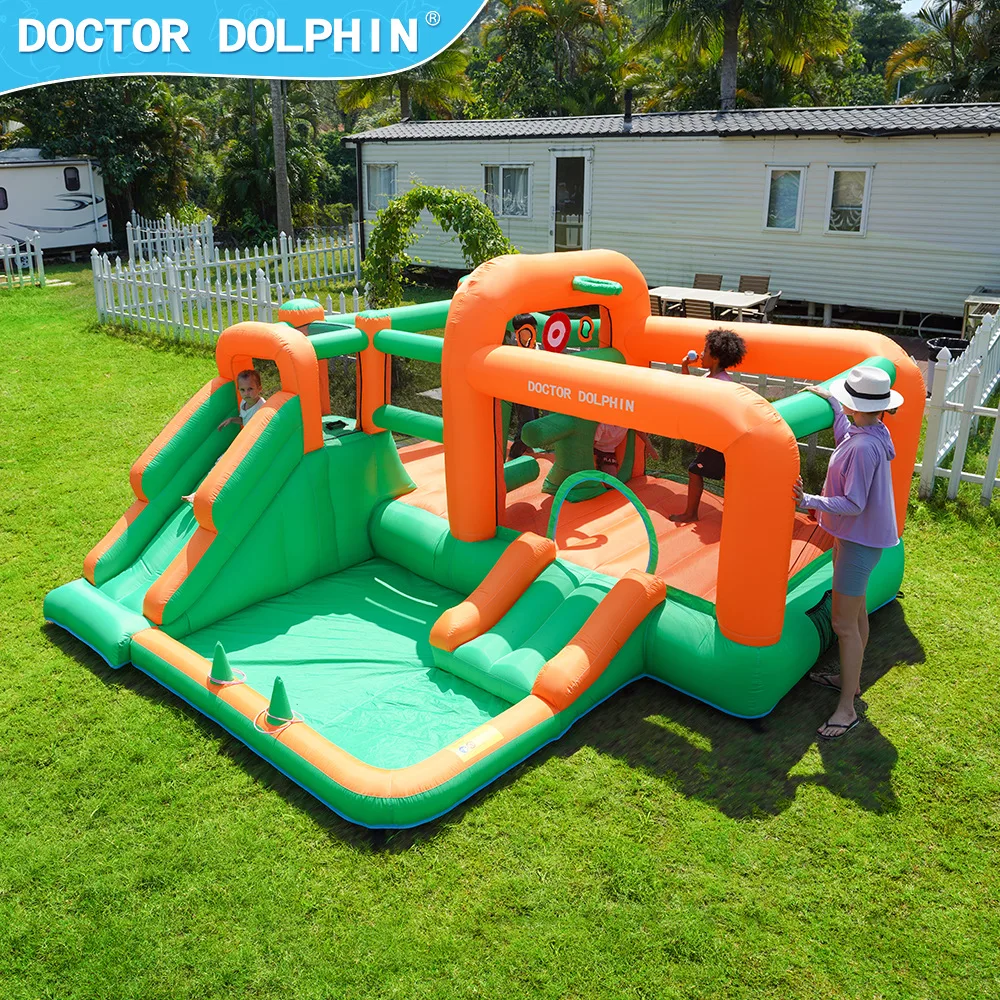 Doctor Dolphin Jumping Castle Inflatable Castle Bounce House Children's Outdoor Inflatable Jumping Trapoline Slide Combination