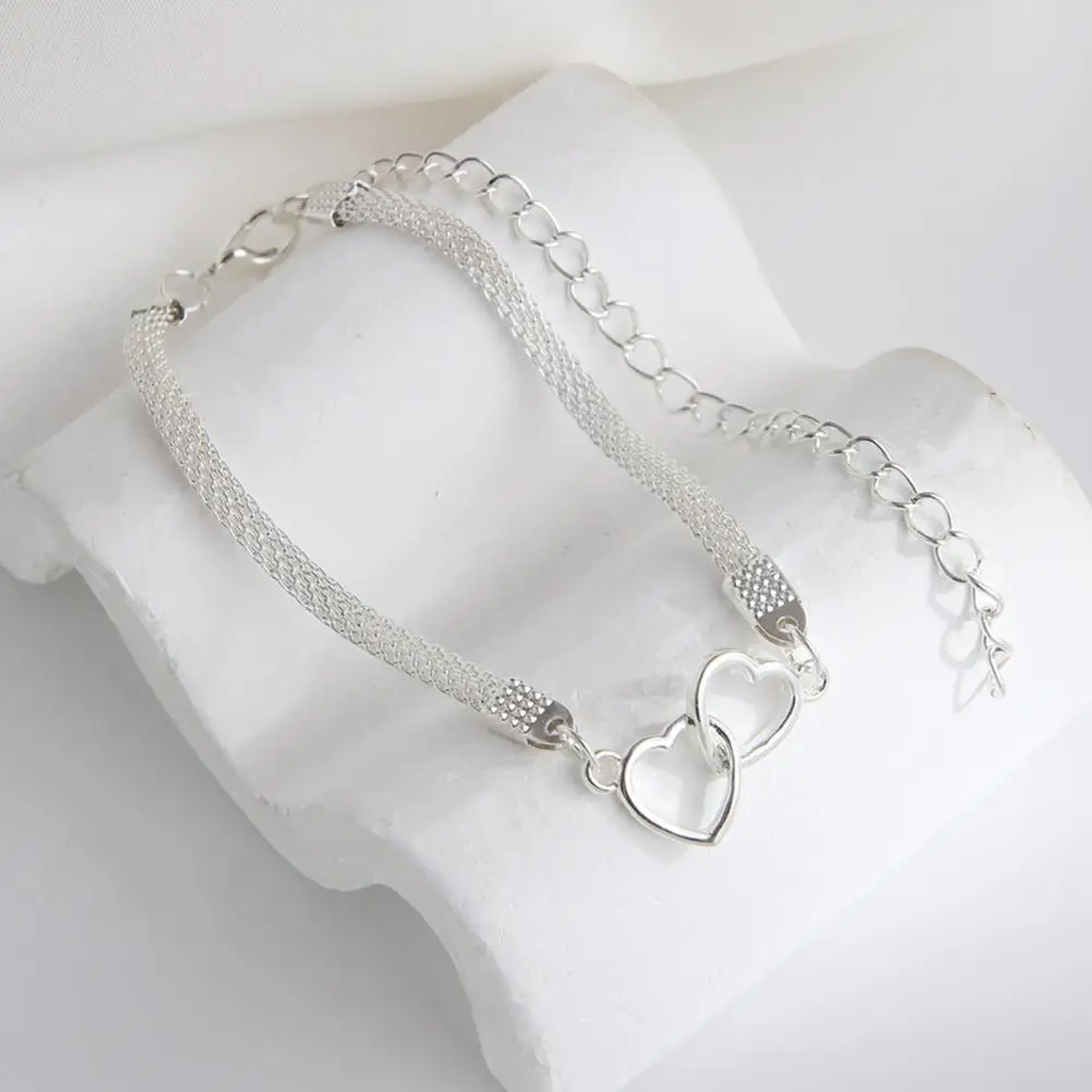 Liga tornozeleira coração charme feminino tornozeleira pulseira ajustável corrente de metal jóias presente elegante design leve para o estilo verão
