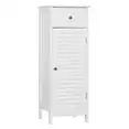 

Alden Design Wooden Floor Storage Cabinet With Drawer And Single Shutter Door For Bathroom, White