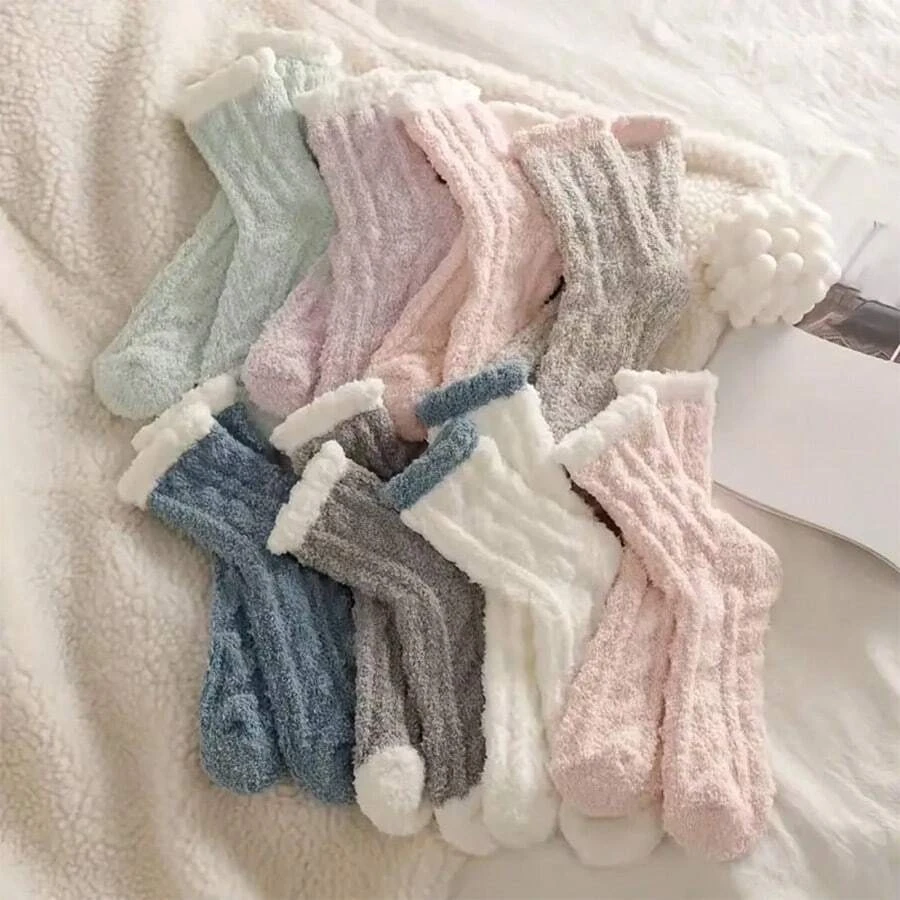 

6/12 Pairs of Fuzzy Socks Soft Cozy Fluffy Slipper Winter Warm Plush Socks Christmas Stocking Stuffers Gifts for Women