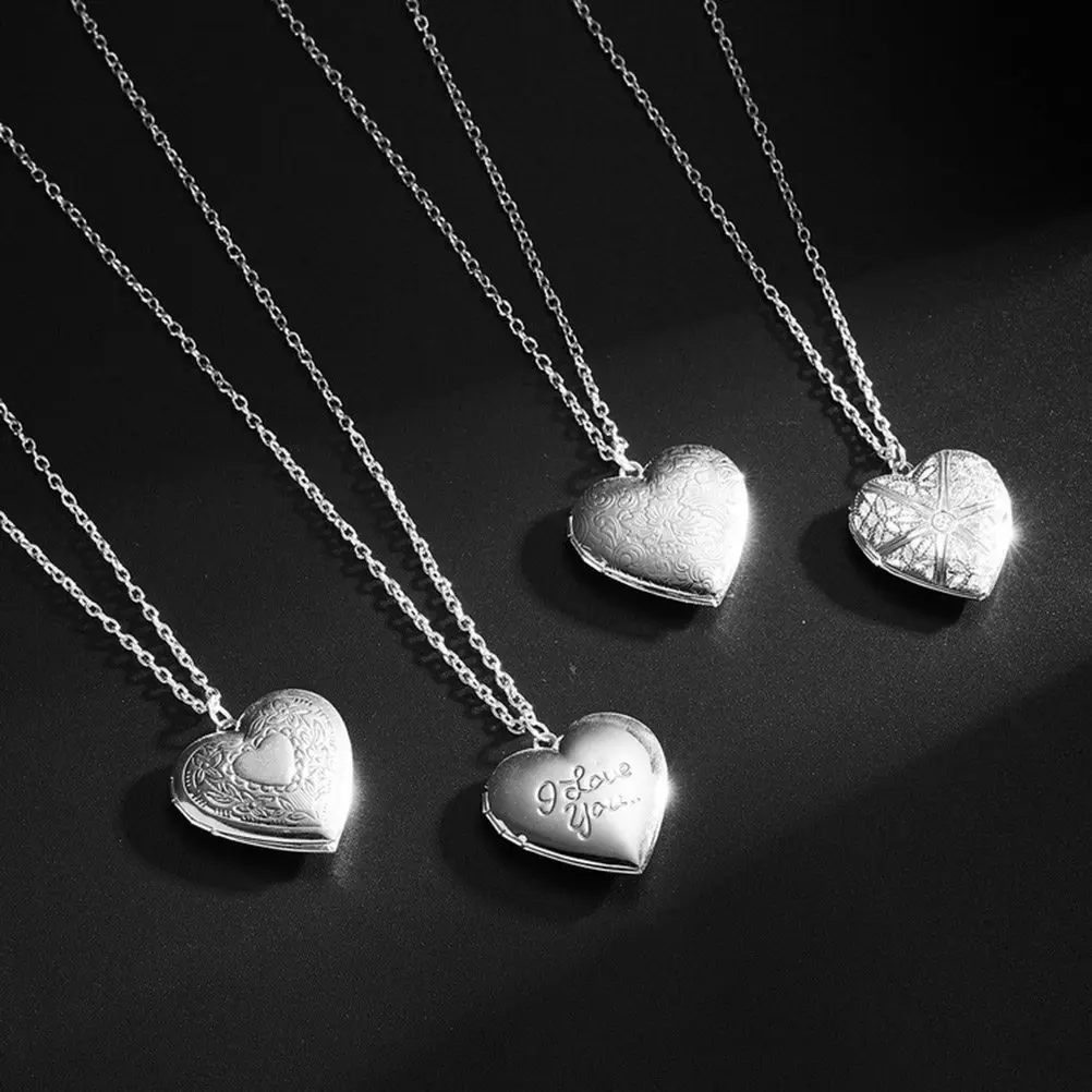 

Stylish Heart Photo Frame Necklace Fine Chain Alloy Pendant Jewelry Gift for Women Daily Wear Or Celebration Heart Necklace