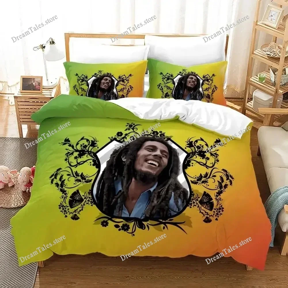 Music Legends Jamaica Singer Bob Marley Style Duvet Cover Pillow Case Bedding Set Quilt Cover Double Bed Home Textile741