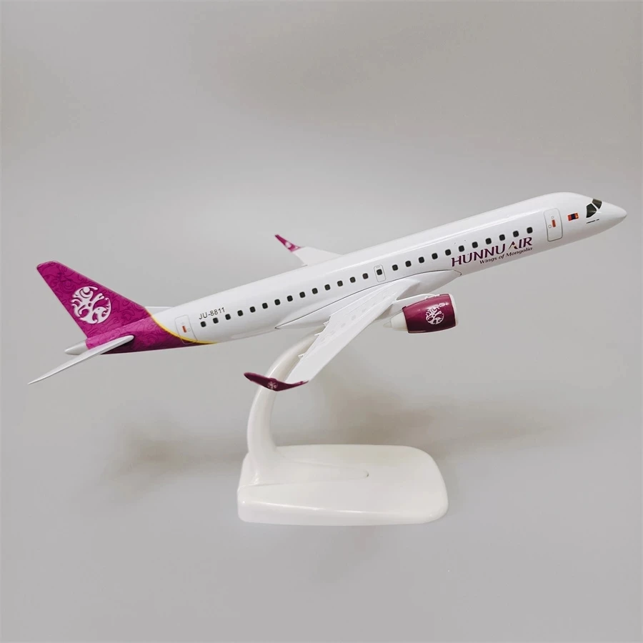 20CM Alloy Metal Air Mongolian Hunnu Air Embraer E-190 E190 Airlines Airplane Model Diecast Air Plane Model Aircraft Kids Gifts