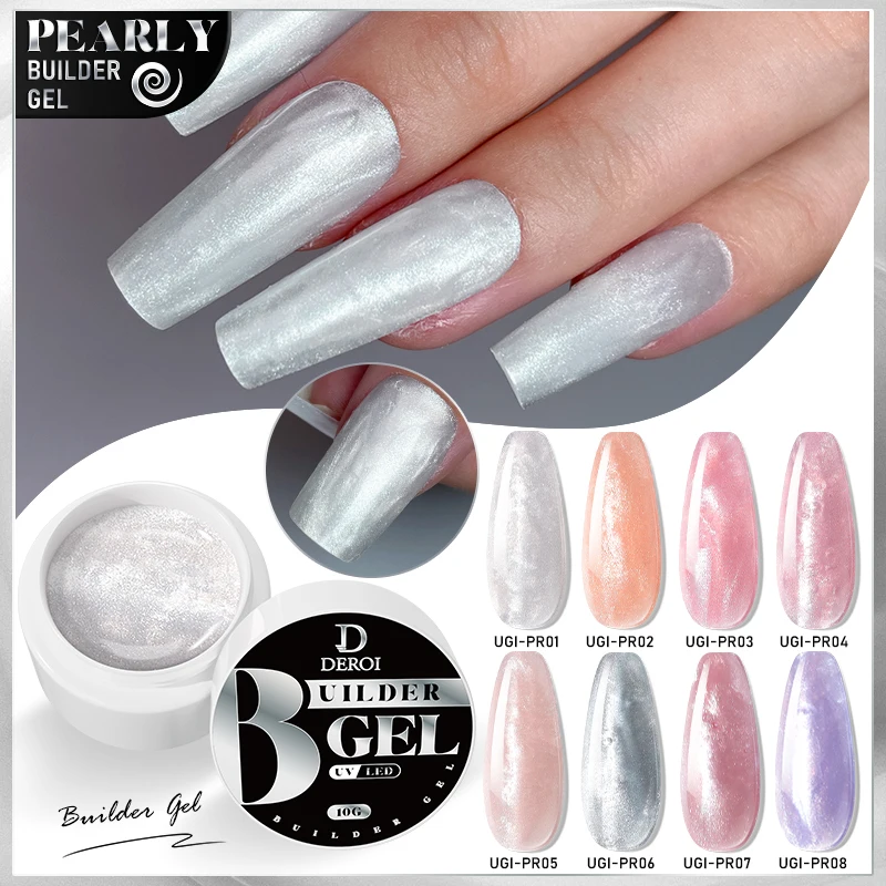 Deroi Uv Shimmer Poly Nail Gel Gel Nagellak Voor Manicure Builder Nagellak Zelfnivellerende Gel Versterker Voor Extensie 10G