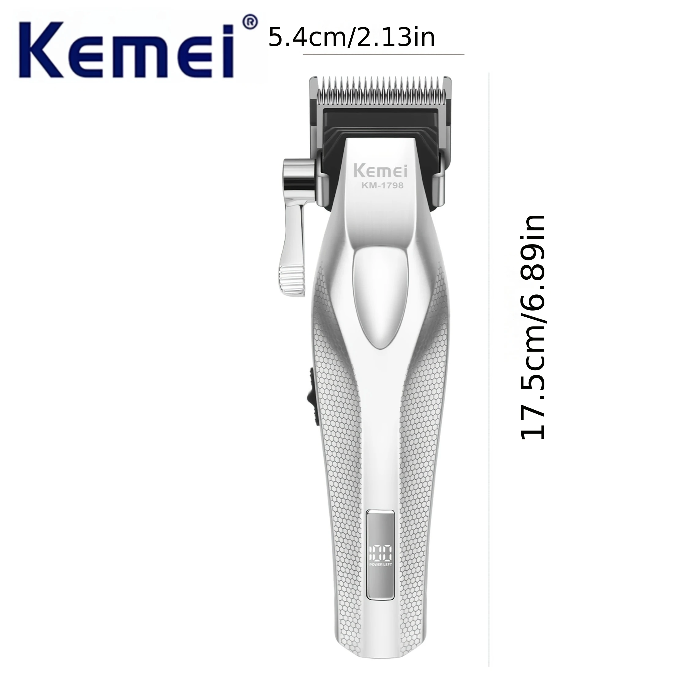 Kome KM-1798 Electric Engraving Scissors with Base High-Speed Long-Battery Life Digital Display Hair Trimmer for Men
