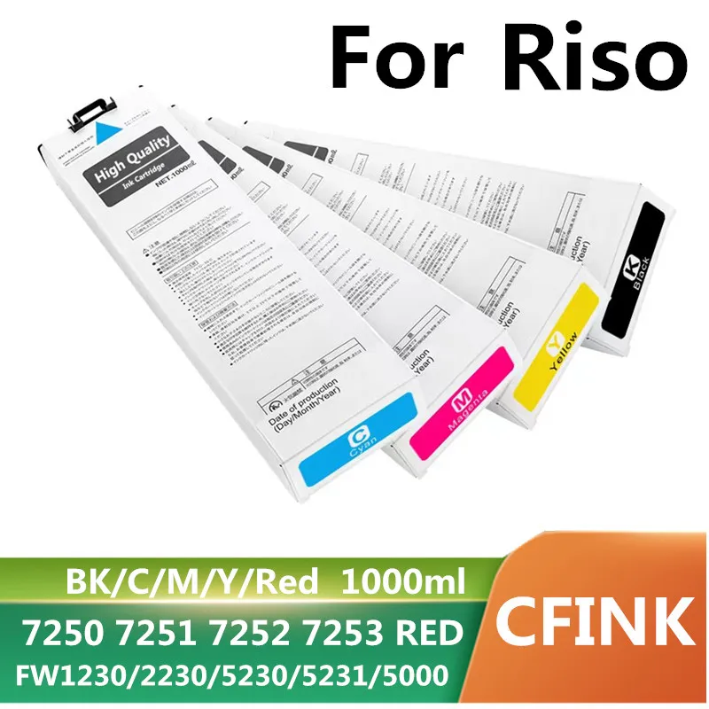 

CFINK S-7250 7251 7252 S-7253 Ink Cartridge For Riso Comcolor FW5230 5231 5000 With One Time Chip Compatible Ink Cartridge