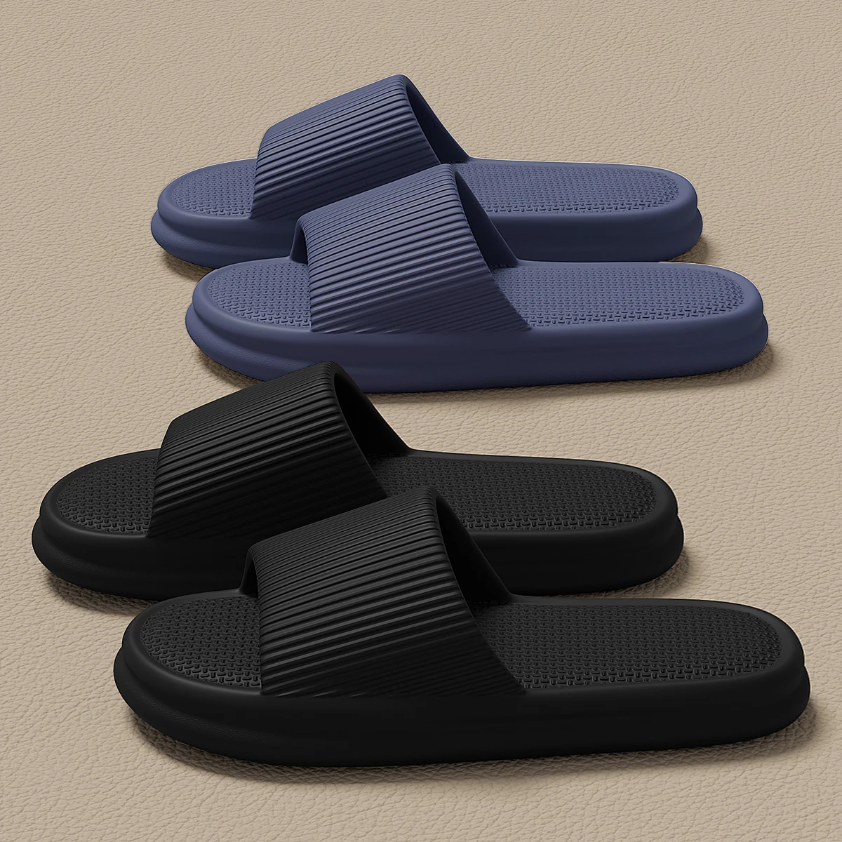 Plus Size 48-49 Men Slippers Summer Solid Color Flat Sole Home Slippers For Women Man Coupple Bath Beach Slides Shoes