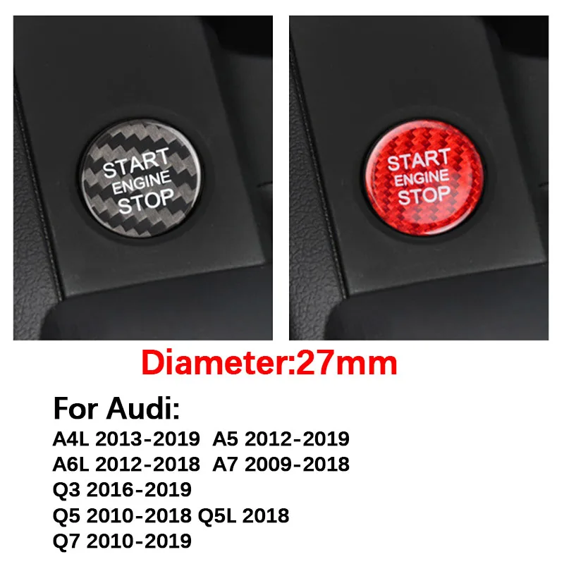 Carbon Fiber Car Styling Interior Engine Start Stop Button Cover Sticker For Audi A4 A3 A6 C8 A5 Q5 Q7 Q3 RS3 RS4 S5 S6 A6L A4L