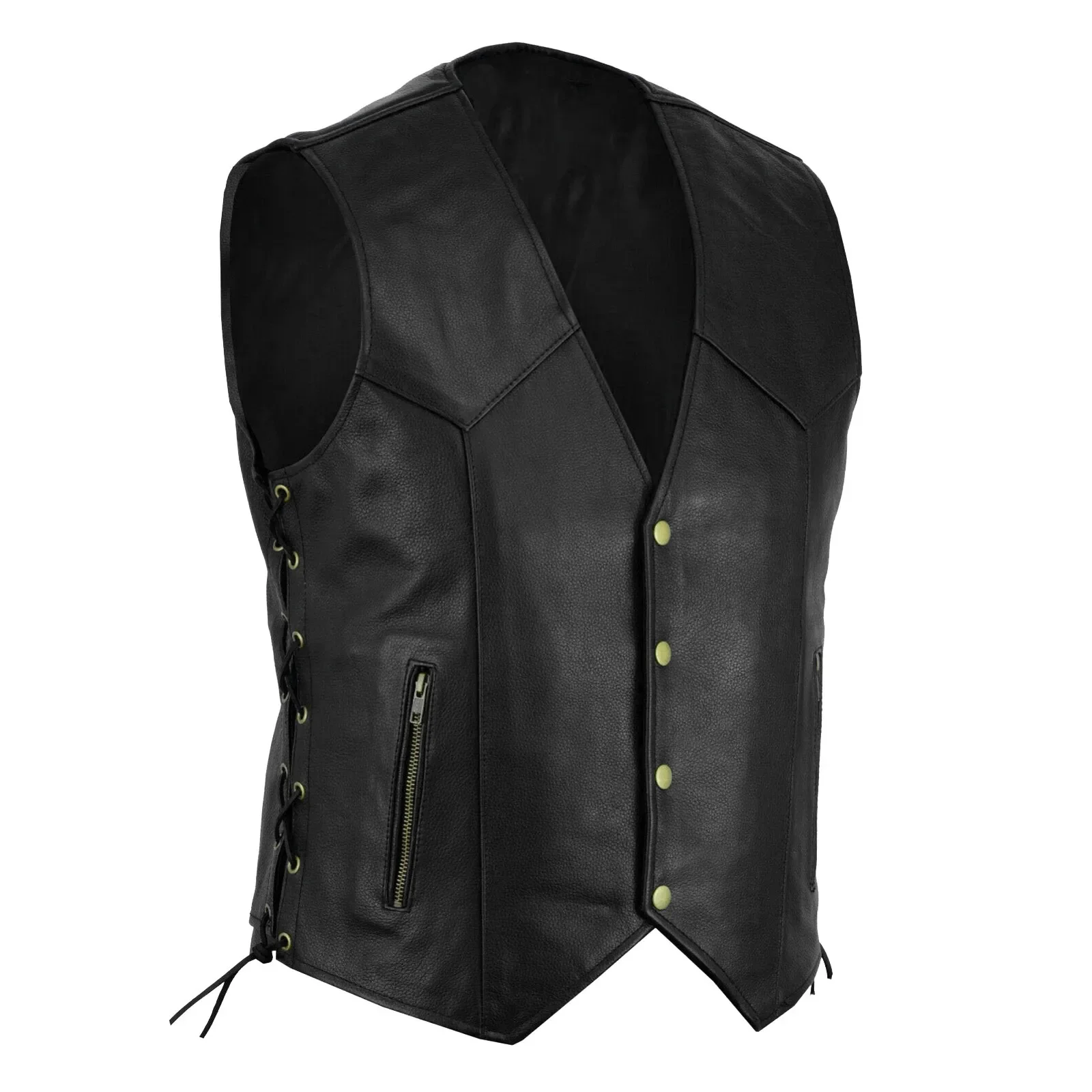 Men Fashion Leather Vest Motorcycle Fleet Leather Vest Coat Handsome Vest Coats