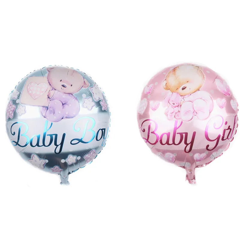 10Pcs 18 Inch Baby Bear Round Foil Balloons Baby Boy Baby Girl Birthday Party Decoration Baby Shower Helium Balloon