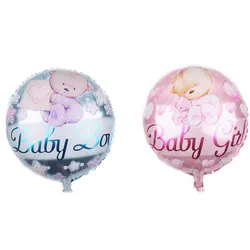 10 sztuk 18 Cal niedźwiadek okrągłe balony foliowe Baby Boy Baby Girl dekoracja urodzinowa Baby Shower balon z helem