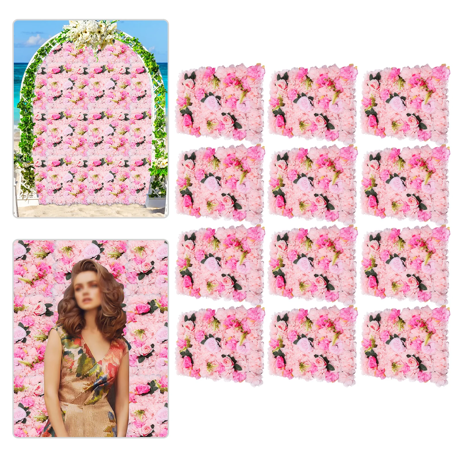 

12 Pack Flower Wall Panels, 60x40 Cm Light Pink Artificial Flower Wall Panels Flower Backdrop for Home Party Wedding Decor