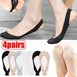 1/4Pairs Ultrathin Invisible Shallow Mouth Nonslip Silk Sock for High Heels Shoes Ice Silk Thin Half-Palm Suspender Sock Slipper