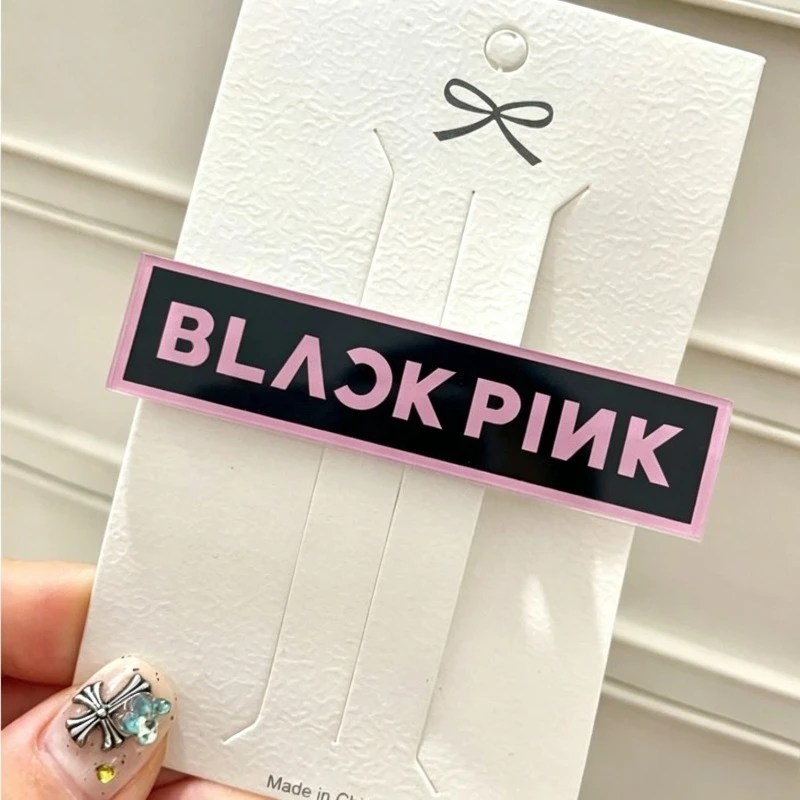 Black Pink Pattern Acrylic Hair Barrettes Sweet Elegant Bang Holding Hair Clips Firm Grip Non-slip Alligator Hair Clips view 4
