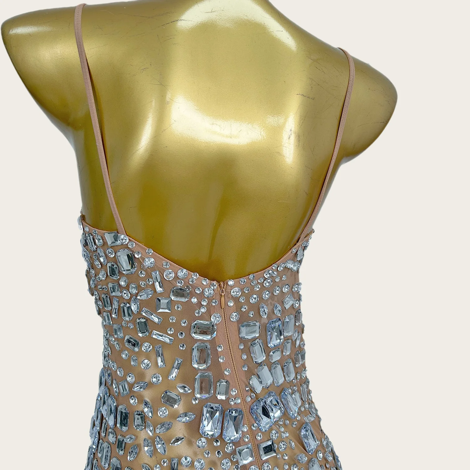 Fangcun Glitzernde Kristalle Luxus Abendkleid Sexy Frauen Geburtstag Party Abendkleid Durchsichtiges Mesh Kleid High-end Sexy Couture