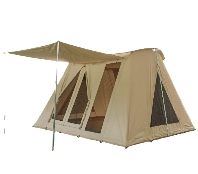 

Custom design spring bar tent 280g Canvas waterproof big space family tent for 6 person