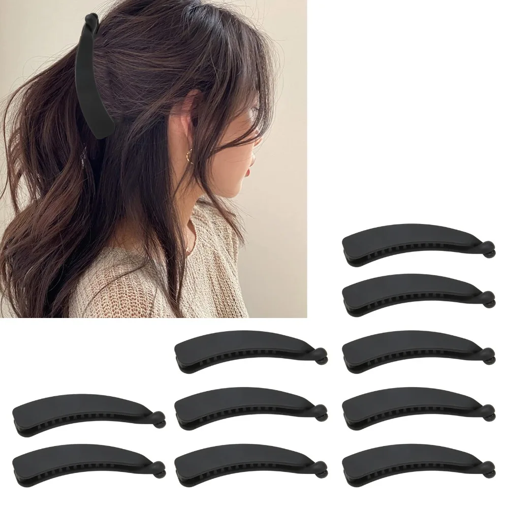 

10PCS Elegant Banana Hair Clip Sweet Fashionable Hair Accessories Safe Clip Black Color Ponytail Holder For Women
